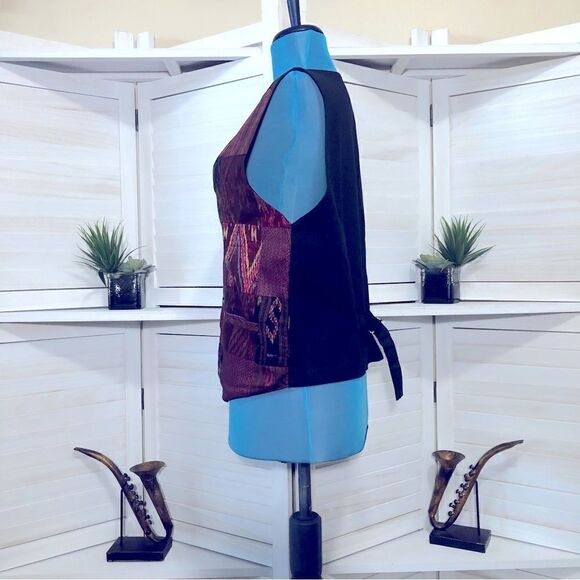 Vintage 90s Y2K Silk Patchwork Quilted Vest Size Medium - Picture 7 of 8